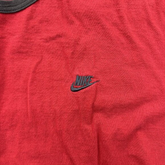 Vintage Nike Shirt Mens 2XL Red Swoosh Logo Ringer Tee Silver Tag Spell Out y2k - Picture 2 of 8